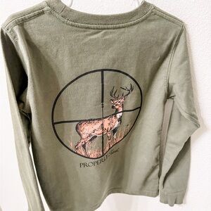 Properly Tied long sleeve youth pocket tee size 4 color olive
